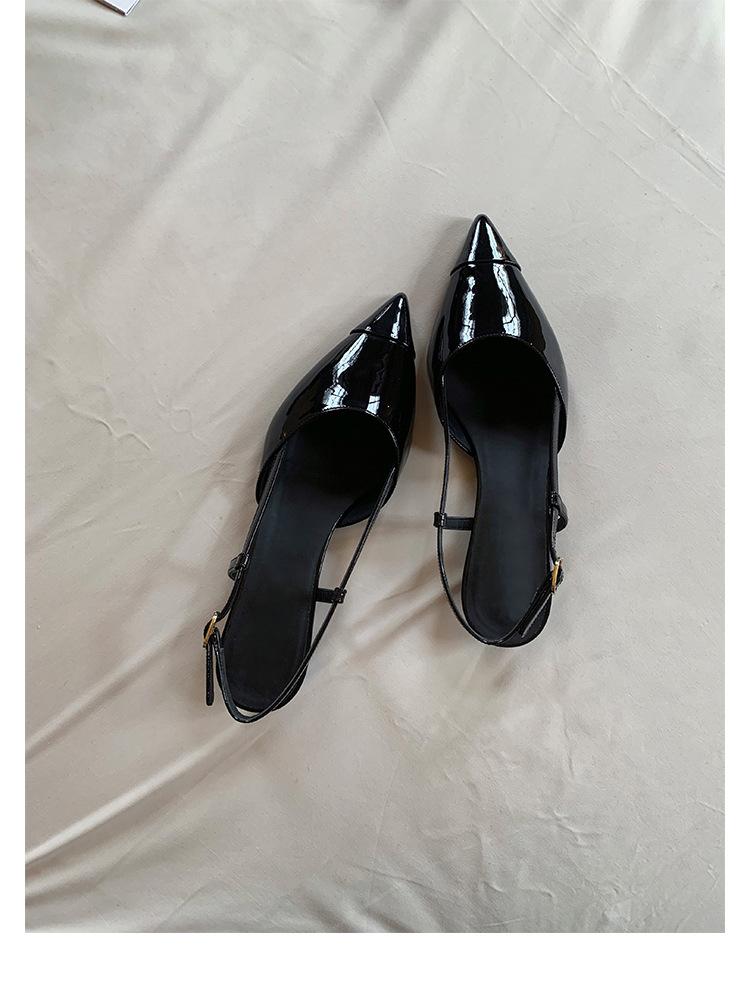 

Sheepskin version~ Beautiful leather pointed high heel sandals women s summer high heels cat heel sandals small sandals 40