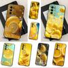 Yellow Fruit Lemon Art For Samsung Galaxy A53,31,52,72,41,Note,J7,8,9,5G,22,73,32,71, Soft Black Silicone Case