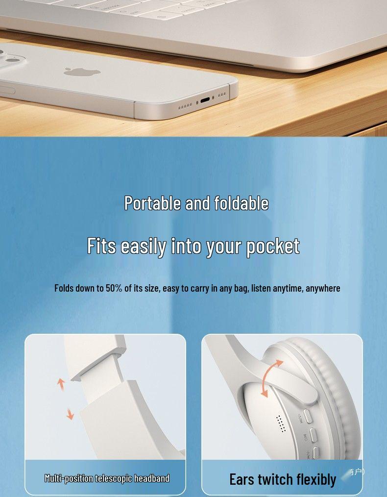 200-Hour Bluetooth Over-Ear Noise-Cancelling Wireless Gaming Headphones for Sports & Mobile