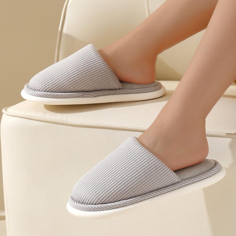 New Household Slippers Home Non-slip Flat Bottom Couple Simple Autumn and Winter Warm Cotton Slippers Men