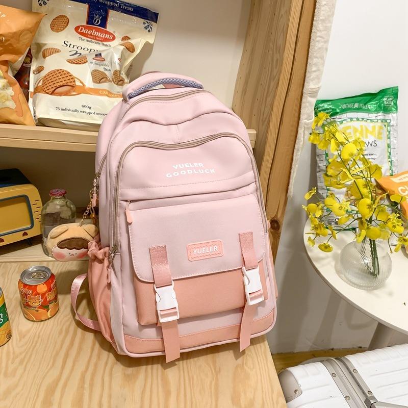 Casual Travel Bag, Simple Backpack, Large Capacity, Junior High School Student, High School Student Bag, Contrasting Color, Fashionable Backpack.