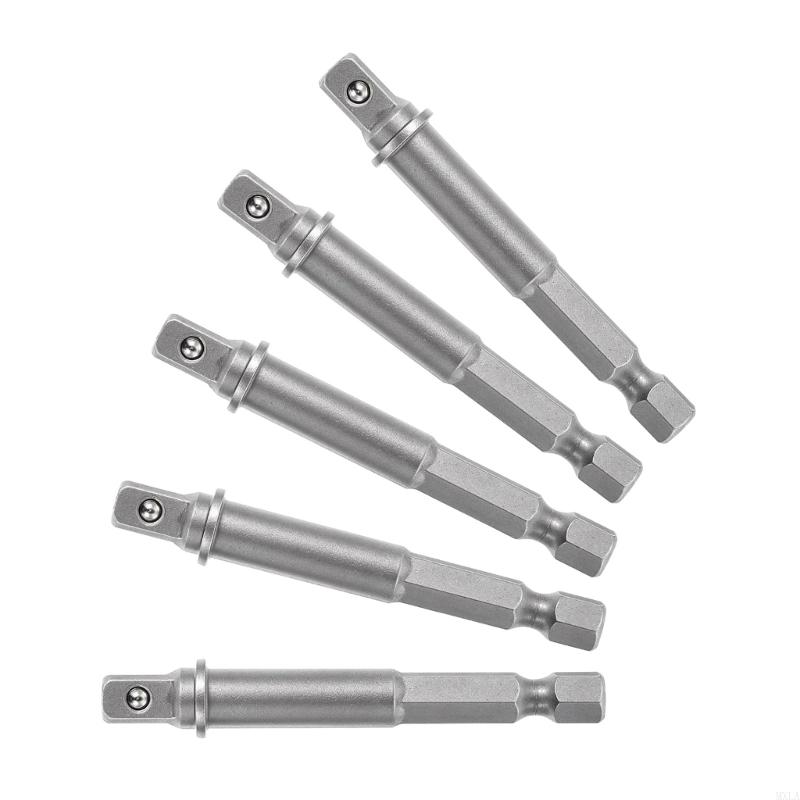 MXLA 5Pcs Socket Wrench Adapter to 1/4inch Square Hexagonal Adapter to 1/4inch Socket Wrench Nut Set Connection Extension