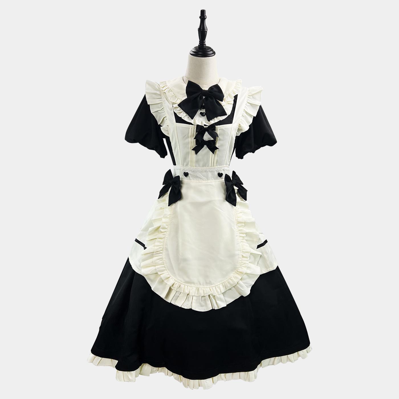 

Elegant French Lolita Dress with Flutter Sleeves and Waist-Hugging Apron XXL