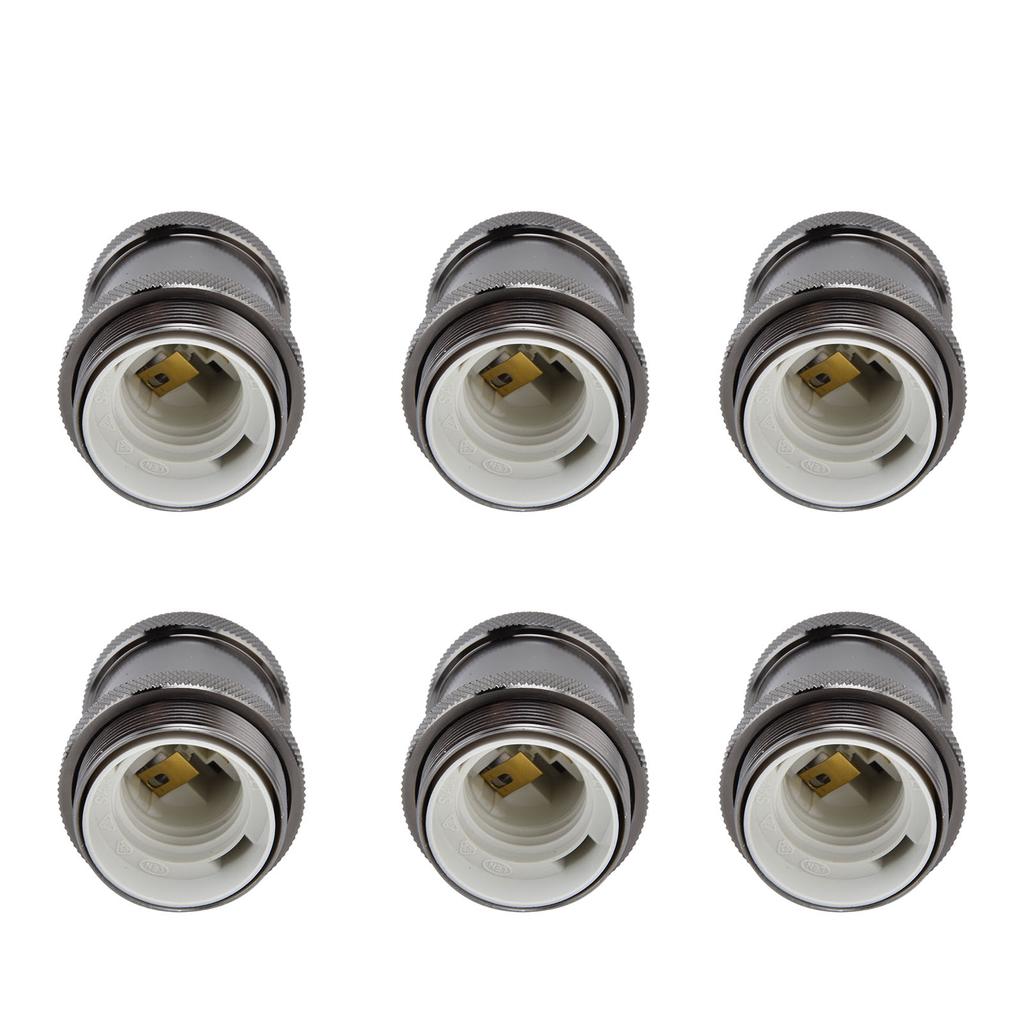 6 Stück Lampenfassung Metall E26 E27 Schraube Retro Beleuchtung Sockel Zubehör mit Erde Aluminium