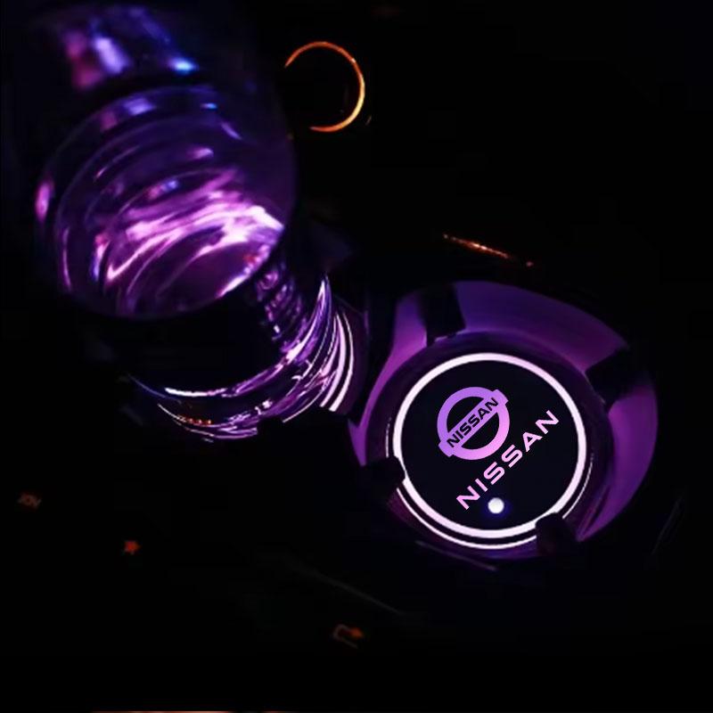ARE4 Car Luminous Coaster LED Ambiance Light For Nissan Qashqai Sylphy Tiida Altima Teana X-Trail Leaf Juke Sentra Accessories