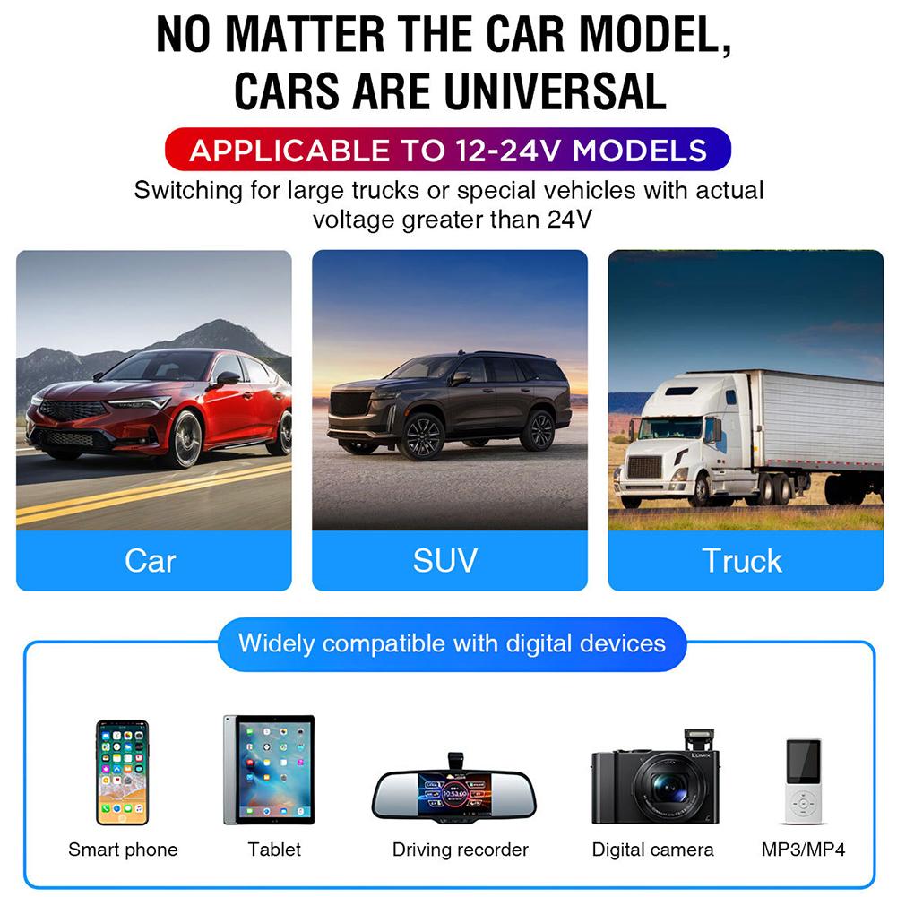 Car MP3 Player Bluetooth-Compatible 5.3 Support TF Card U Disk Cell Phone Charger Hands-Free MP3 Player Radio MP3 Player Adapter