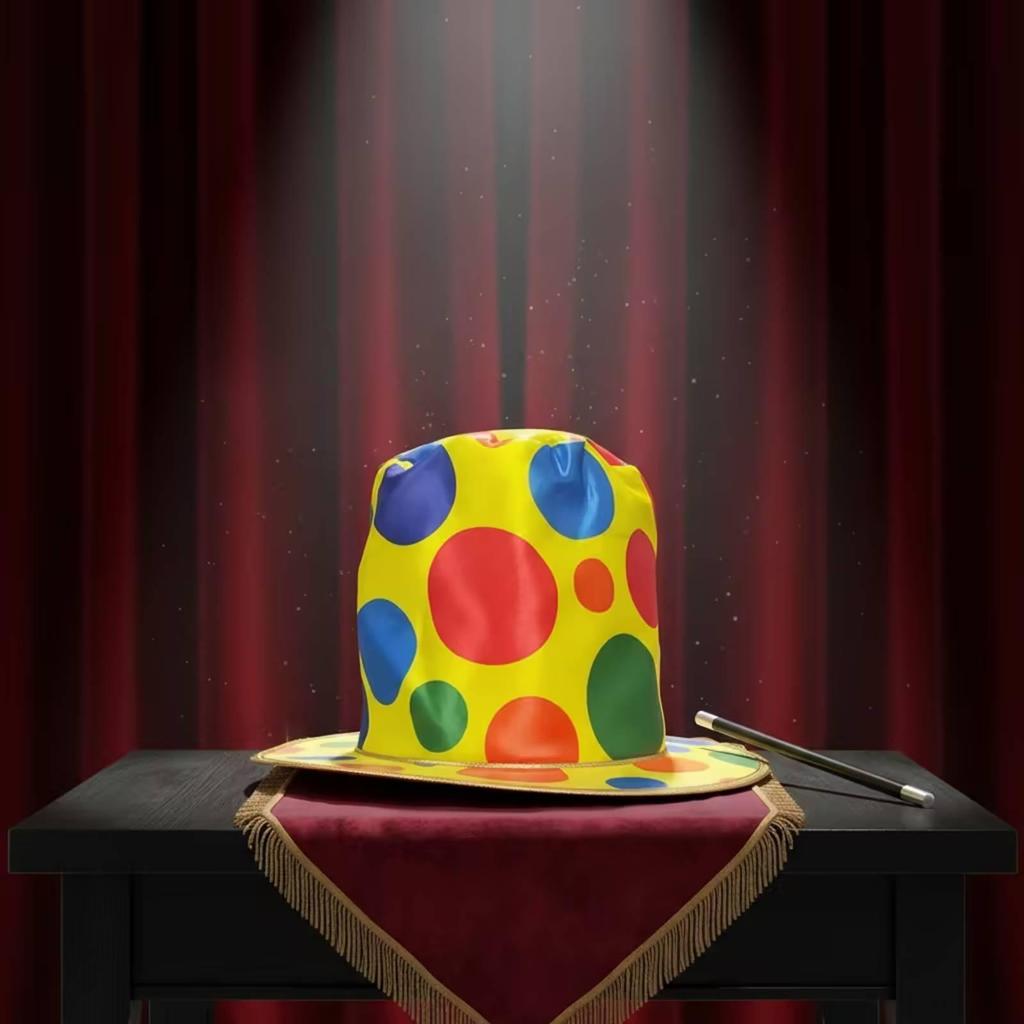 dots Clown Hat Multicolored Top Tall Crown Costume Accessory