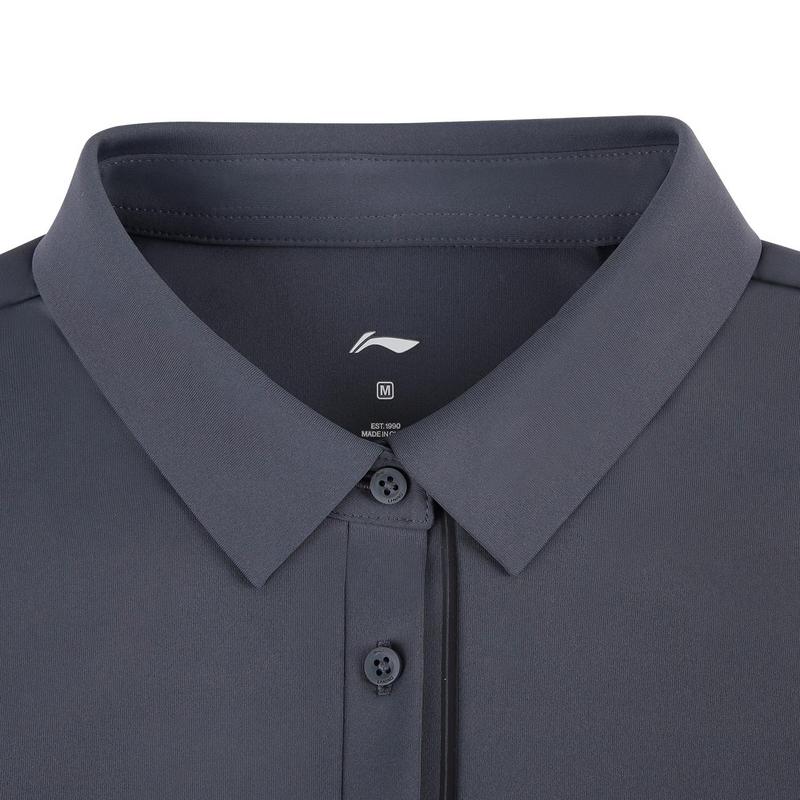 Li-Ning Casual Fashion Commuting Solid Color Breathable Short Sleeve Polo Shirt Women Tops Cold-Sand-Black APLW246-7