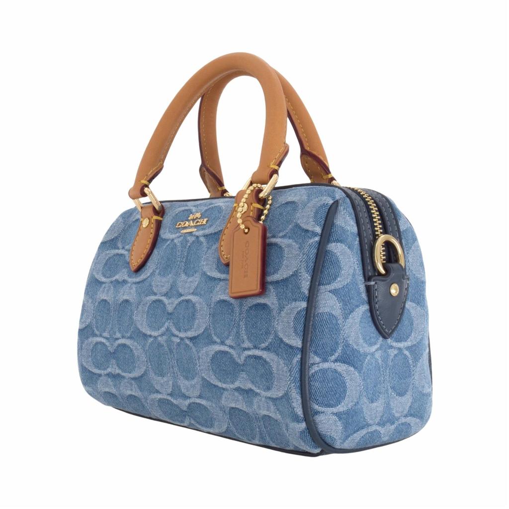Coach Rowan 18 Classico Logo Tela Chiusura Superiore con Zip Tracolla Staccabile Borsa Boston Borse da Donna Indaco CDQ36-IMTYV