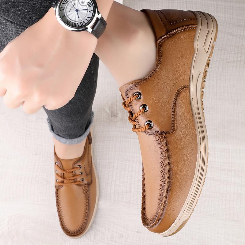 Fashion Handmade Classic Men's Casual Shoes Genuine Leather Business Office Driving Shoes Non-slip Wear-resistant Light Walking Sneakers