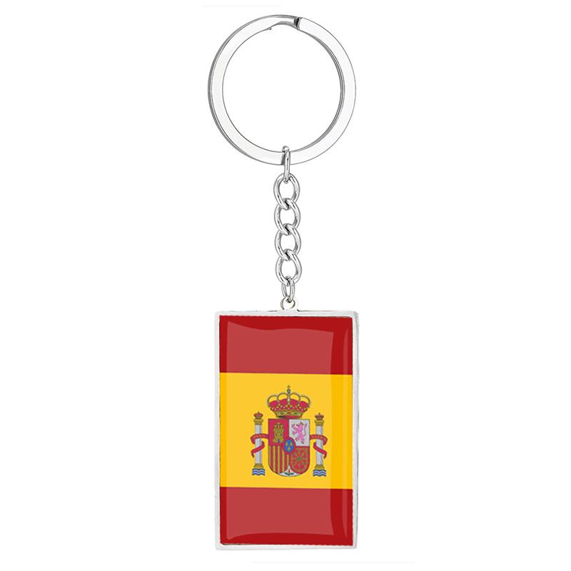Stainless Steel Epoxy Canada Australia Flag Keychains Rectangle National Flag Pendant Car Key Chain