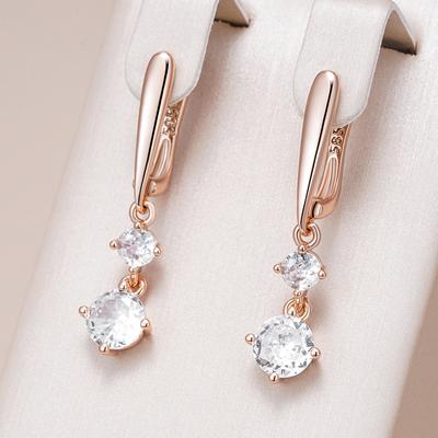 Kienl Simple Shiny Natural Zircon Drop Earring For Women Luxury  Rose Gold Color Long Earring High Quality Daily Jewelry