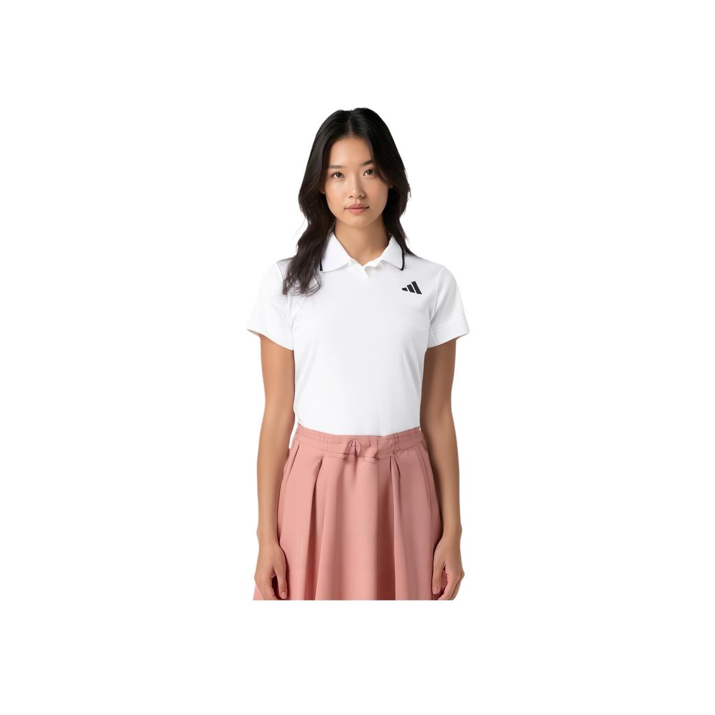 Adidas Tennis Freelift Polo Shirt Logo Half Button Placket Short Sleeve Women Tops White HS1651