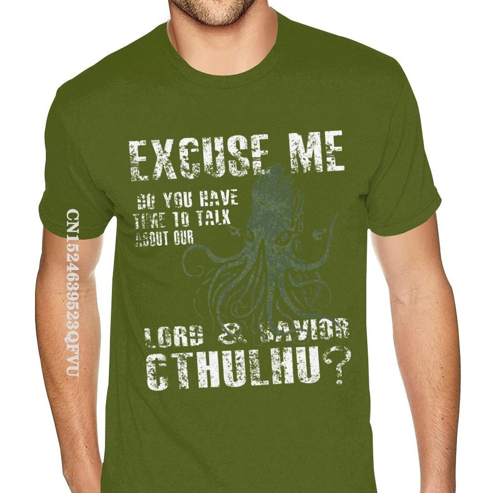 Camiseta de Cthulhu Disculpe ¿Tiene un momento para hablar sobre nuestro Señor Cthulhu Camiseta Hombre Hombre Divertida Estilo Gótico Anime Camiseta