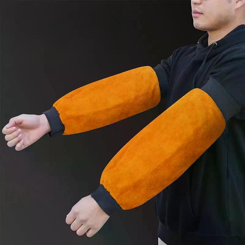 1 Pair Portable Welding Arm Guards, PU Leather Heat & Flame Resistant Sleeves for Industrial Work Protection