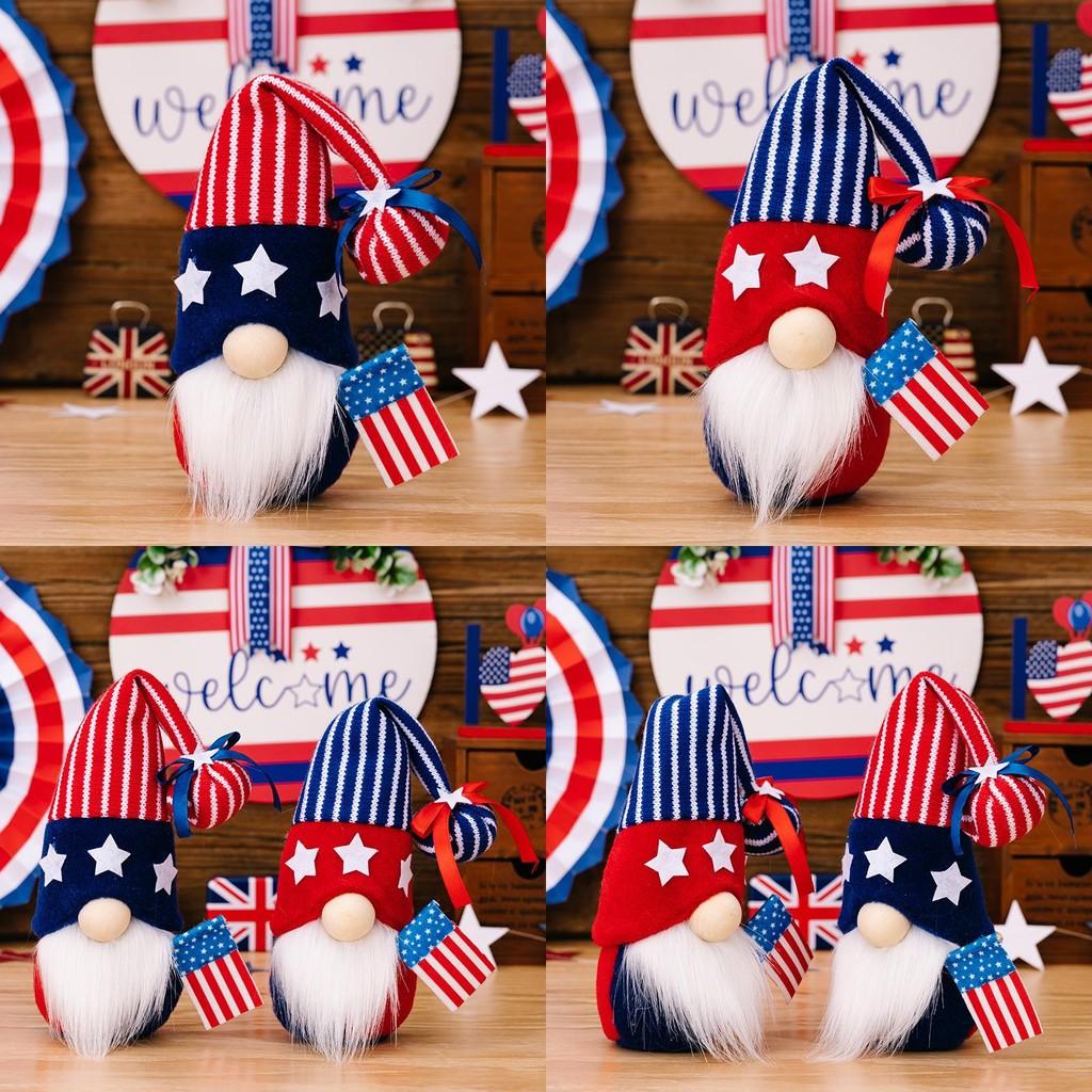Playful Independence Day Gnome Doll With Knit Hat Featuring Bright Flag Designs For Home Decor