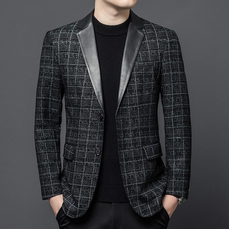 Leather jacket men's suit top layer sheepskin jacket autumn casual leather suit
