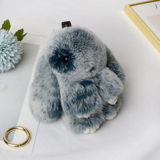 Frosted Bunny Plush Keychain 15cm Soft Faux Rabbit Fur Pendant for Bags Keys Cute Standing Stuffed Animal Adorable Birthday Gift for Girls Rabbit