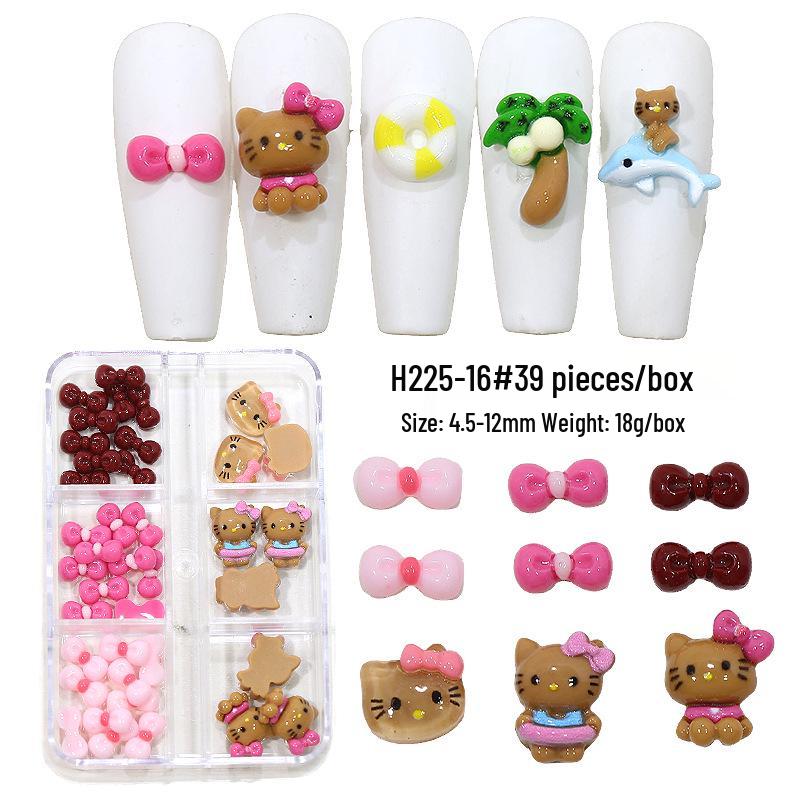 

Гавайи Черный КТ Кот Нейл-арт Стразы и Бант Смола Украшения