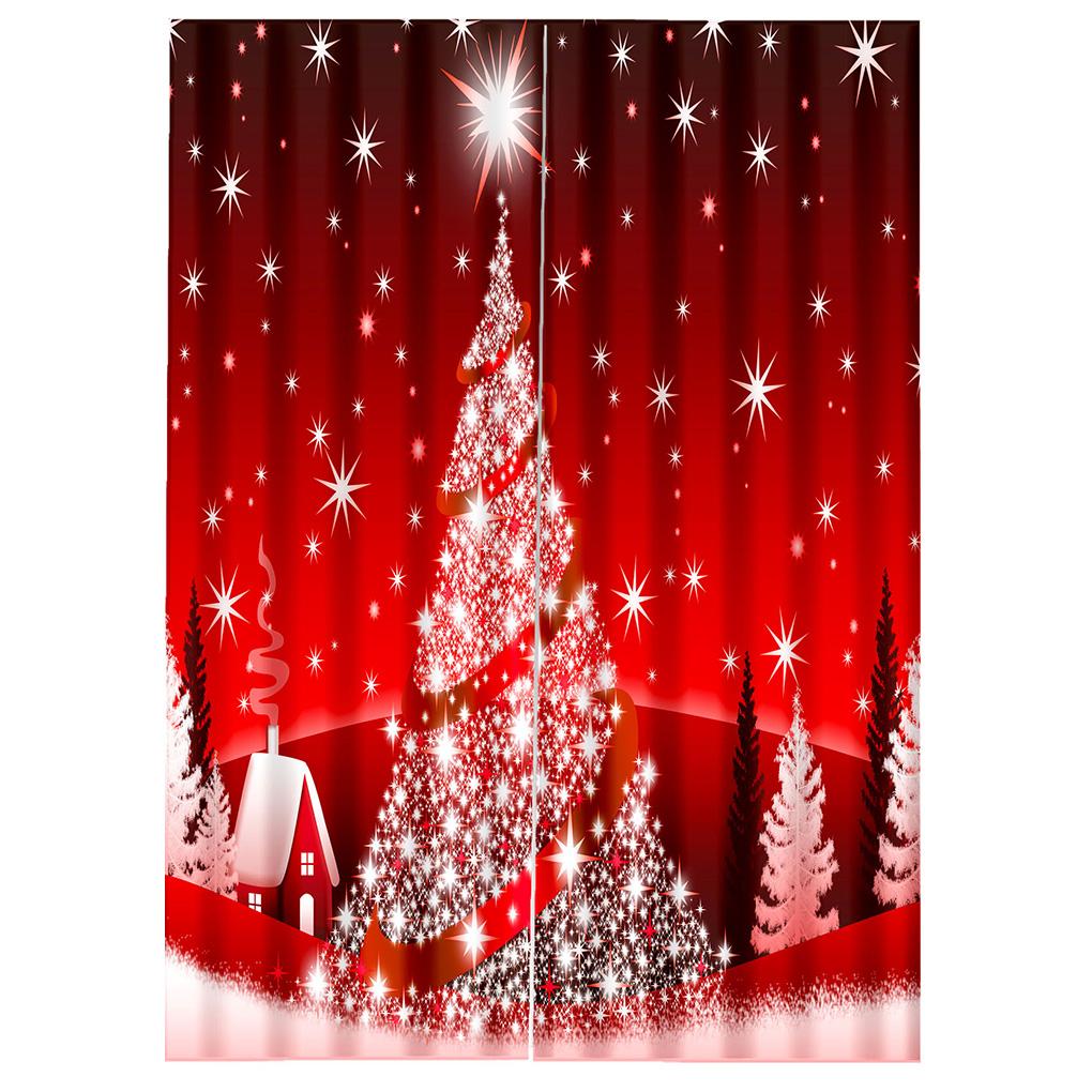 2 Pieces Christmas Blackout Curtains Exquisite Xmas Themed Festival Ornament Window Decor Accessory for Scene Layout
