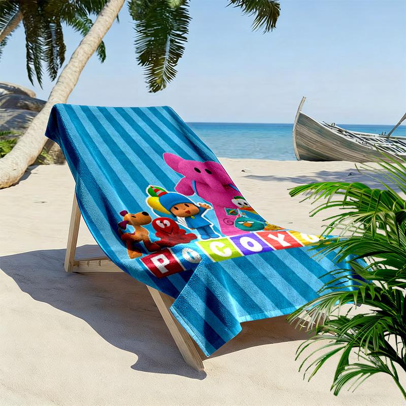 Pocoyo Cartoon Print Beach Towel, Large Soft Quick Dry Towel for Beach Camping Swimming