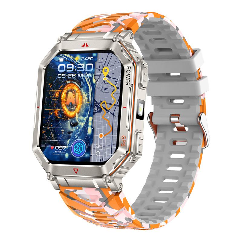 KR92 Smart Watch  ChatGPT GPS Positioning Tracking Altitude Air Pressur Compass Flashlight BT Call Men Outdoor Sports Smartwatch