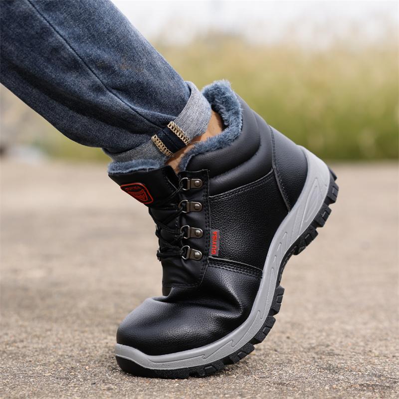Winter Velvet Keep Warm Men Work Safety Boots Waterproof Indestructible Anti Nail Protection Shoes Industry Male Footwear