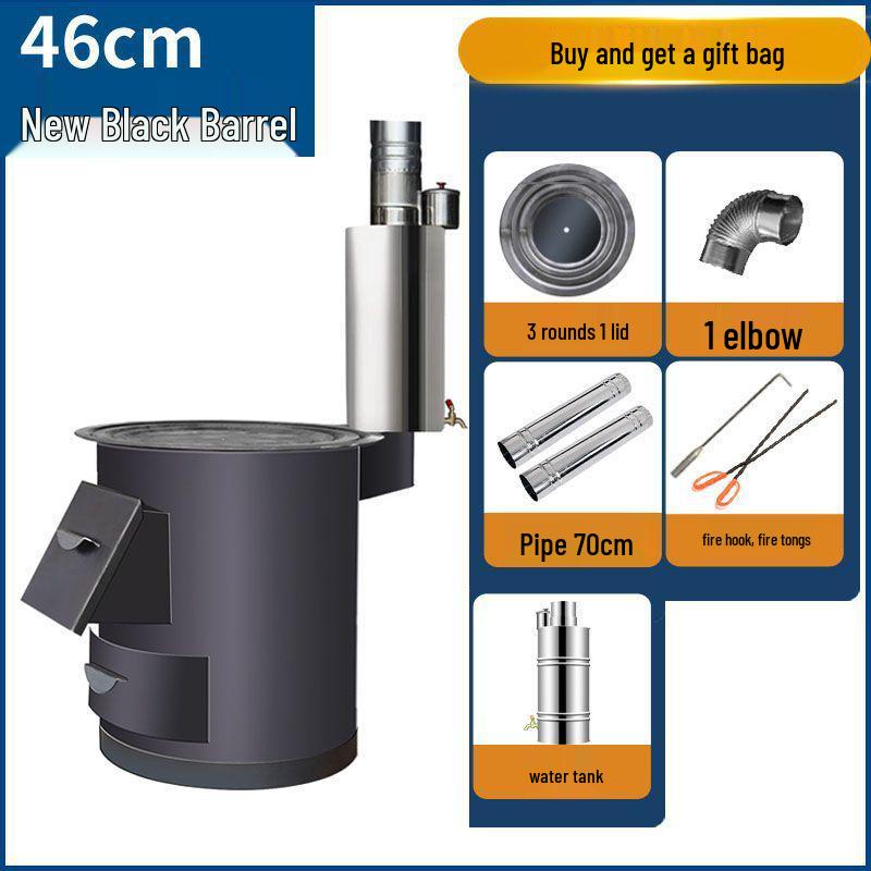 Draagbare Rookloze Houtkachel: Binnen-/Buitenverwarming met Grote IJzeren Pot, Energiezuinig, Extra Dik Ontwerp.