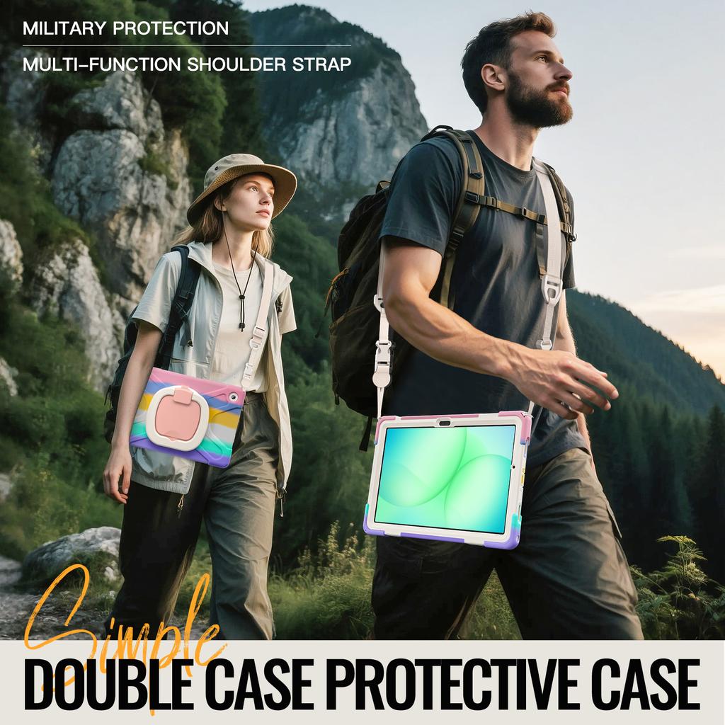 Rotating Case for Samsung Galaxy Tab A11 Plus 2025 11.0" SM-X310 X315 X230 X235 X236 Stand Handle Grip Cover with Shoulder Strap
