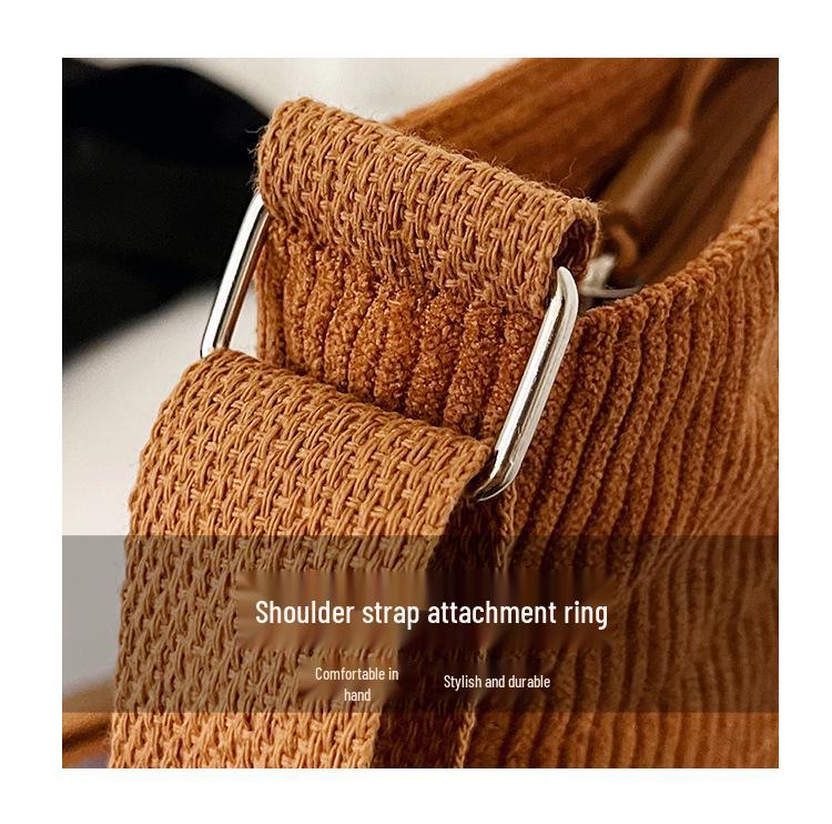 2025 New Trendy Women's Solid Color Corduroy Shoulder/Crossbody Bag - Small Square Design