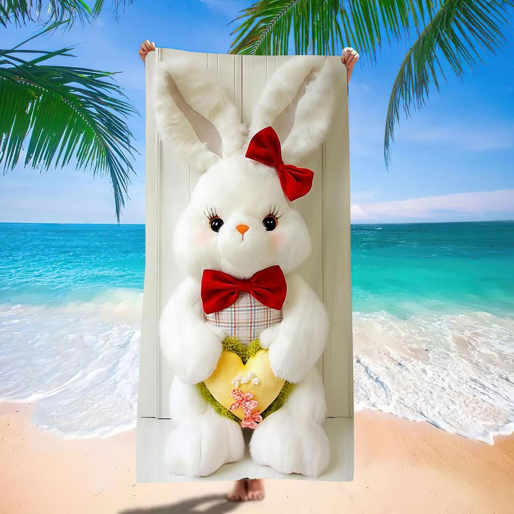 New Easter Beach Towel Festive Party Arrangement Outdoor Beach Towel Microfiber Rabbit