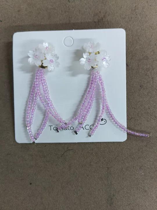 Dopamine silver needle resin flower fringed earrings vacation style fresh and sweet temperament stud earrings fashion versatile earrings