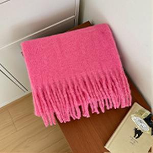 Korean Version Atmosphere Solid Color Scarf Unisex Autumn and Winter Scarf Manufacturer Wholesale Warm Thickened Thick Tassel