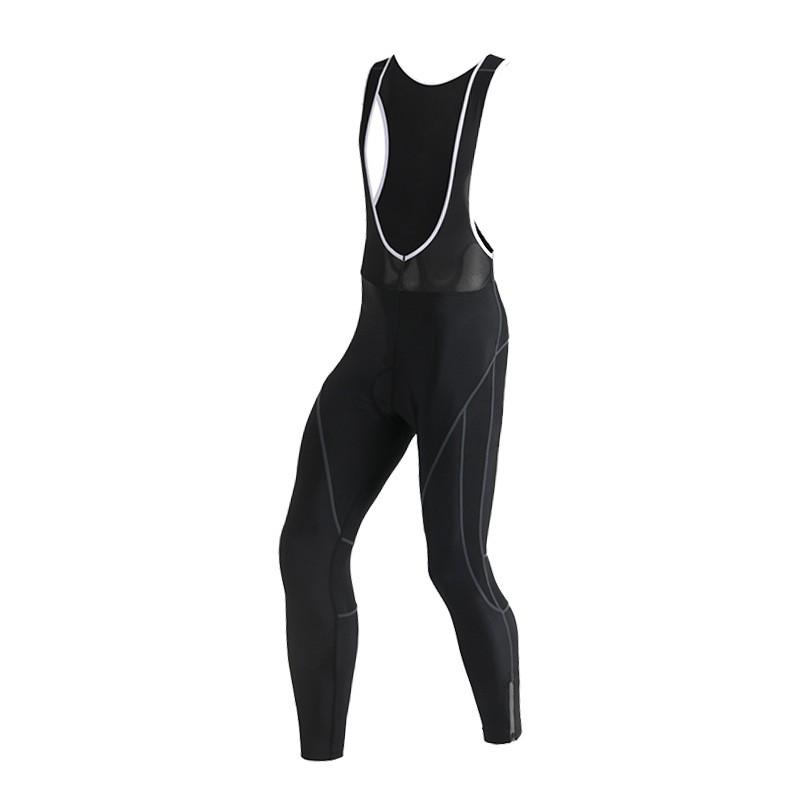 Mens Winter Fleece Cycling Tights With Suspender Straps Warm Thermal Bike Pants Road