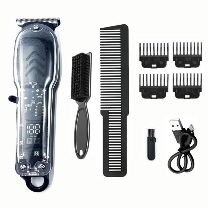 Transparent Hair Clipper Hair Cutting Machine Professional Baldheaded Trimmer Beard Electric Razor USB Barbershop