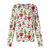 Women's Casual Long Sleeve Button Front Christmas Print Scrub Top for Work