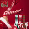 Christmas Elf Long Striped Thigh Stocking For Kids Adults