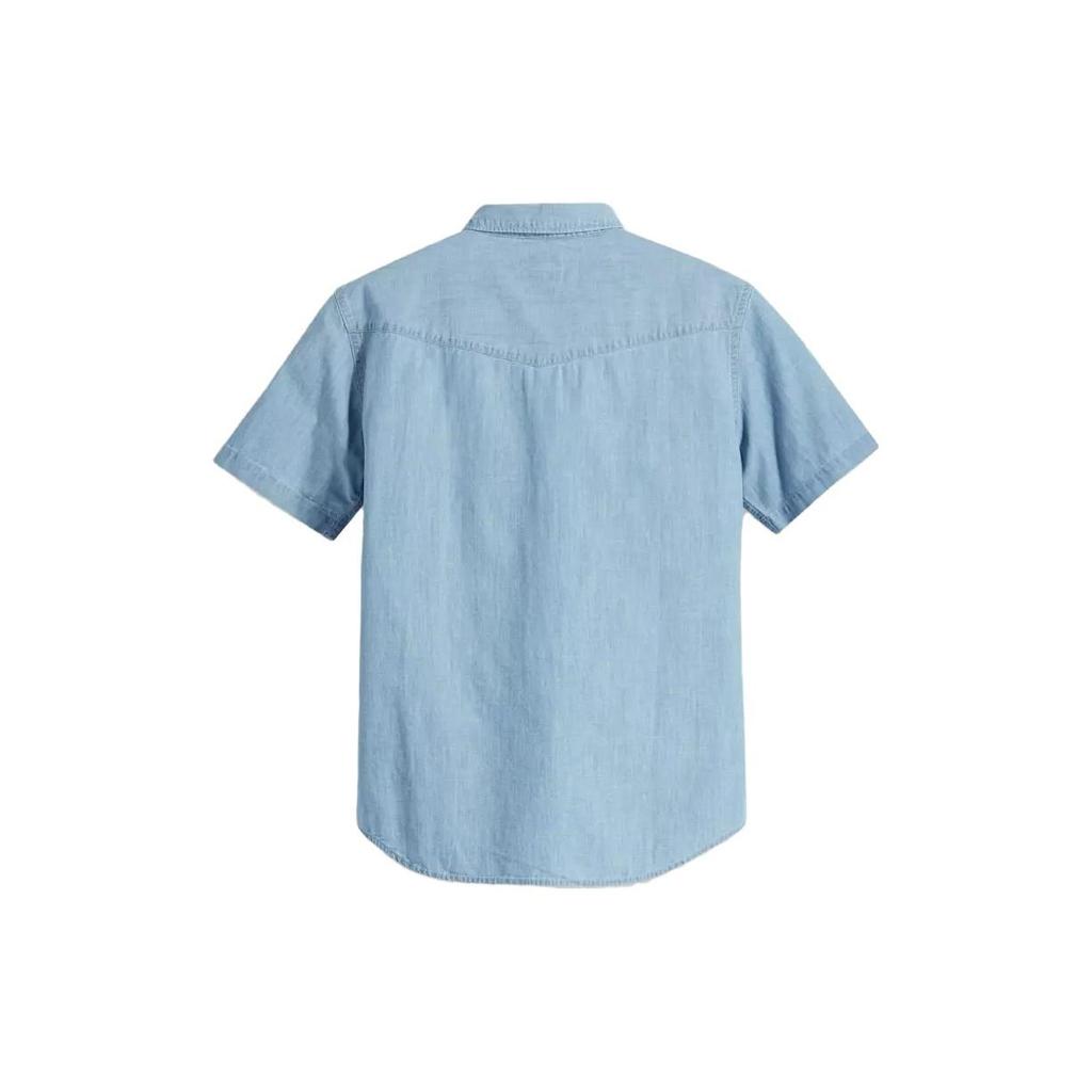 Levis Solid Color Single-Breasted Fitted Short Sleeve Shirt Men Shirts Light-Blue A5722-0008