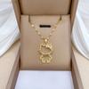 Lukong Cat Light Luxurious Temperament Gorgeous Full Diamond Necklace Women's Versatile Clavicle Chain Titanium Steel Chain