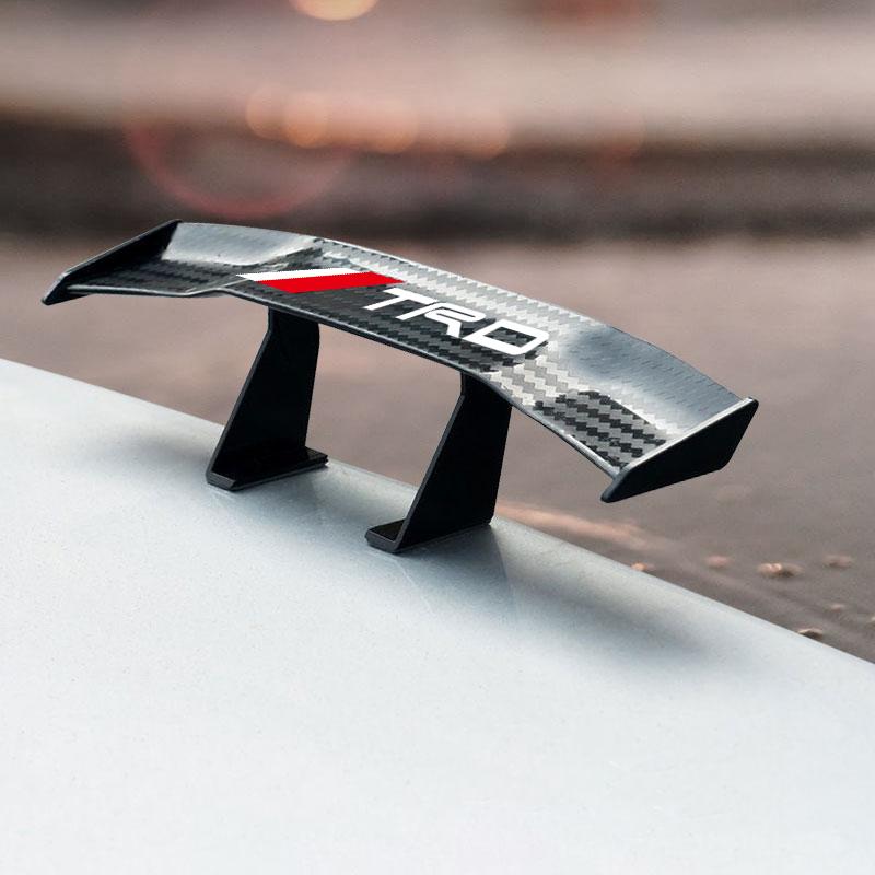 1Pcs Carbon Fiber Car Mini Rear Spoiler Mini Small Wing Model Decoration for Toyota TRD GR RAV4 Avensis Yaris Levin Reiz Crown Vios