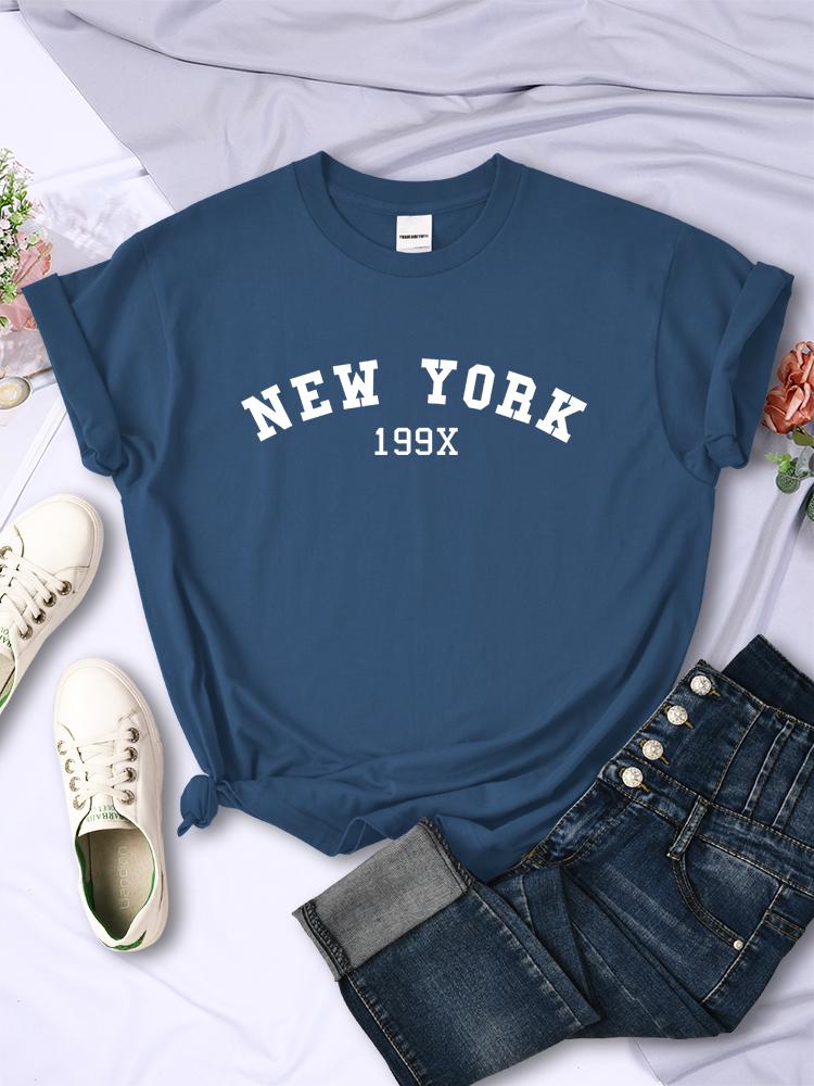 New York 199X tričko s motivem písmene - dámské módní značky s krátkým rukávem, ležérní pohodlné tričko, sportovní letní trička