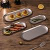 Outdoor Camping Plate Stainless Steel Serving Tray Retro Japanese Style Oval Dessert for Rustic Towel Holder Dish Home Kitchen Heavy Duty Metal
