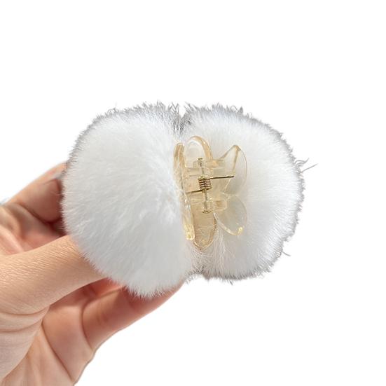 

Плюшевая заколка для волос, мини-антидеформированная, плотно застегивается, не линяет, аксессуар в виде когтей белый