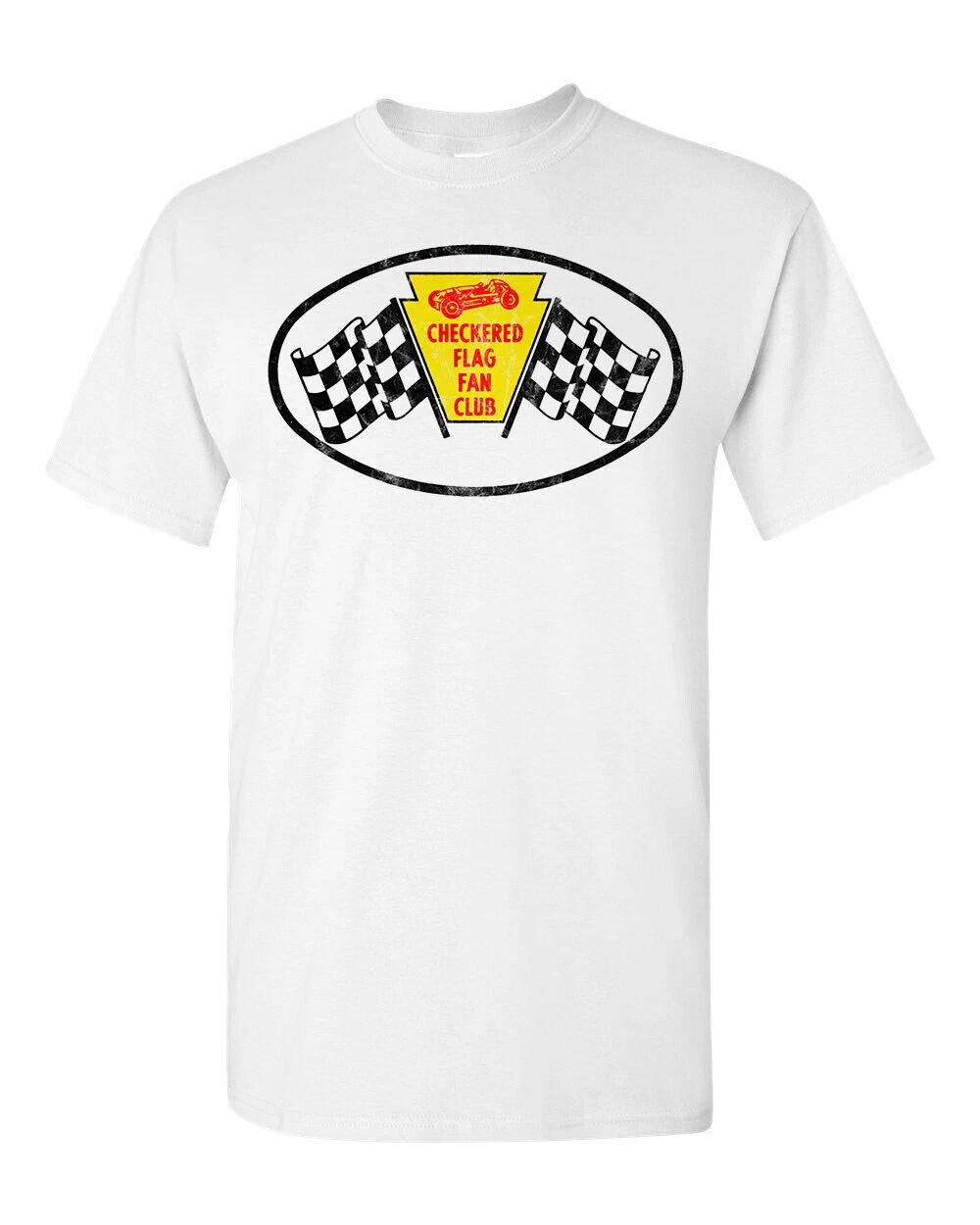 

T Shirt 100% Cotton Hot Rod Checkered Flag Fan Club Drag Race Racing Speed Shop XL