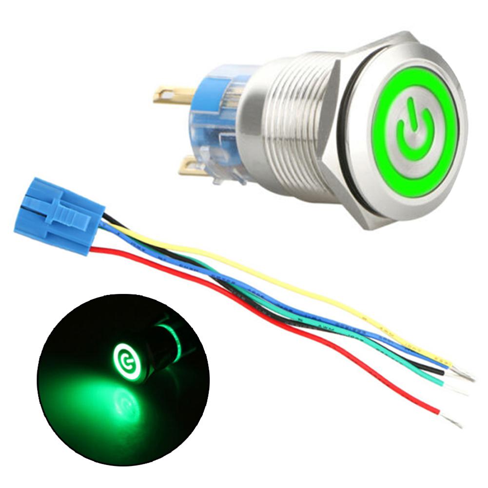 

Self-locking Switch Button Switch Tool Useful Waterproof 19mm Metal Parts 5A/250VAC Blue/red/green High Quality зелений