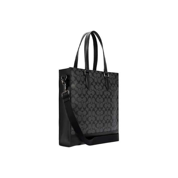 Coach Graham 36 Classic Monogram Canvas And Leather Tote Bag Men Tote Charcoal C3232-QBMI5