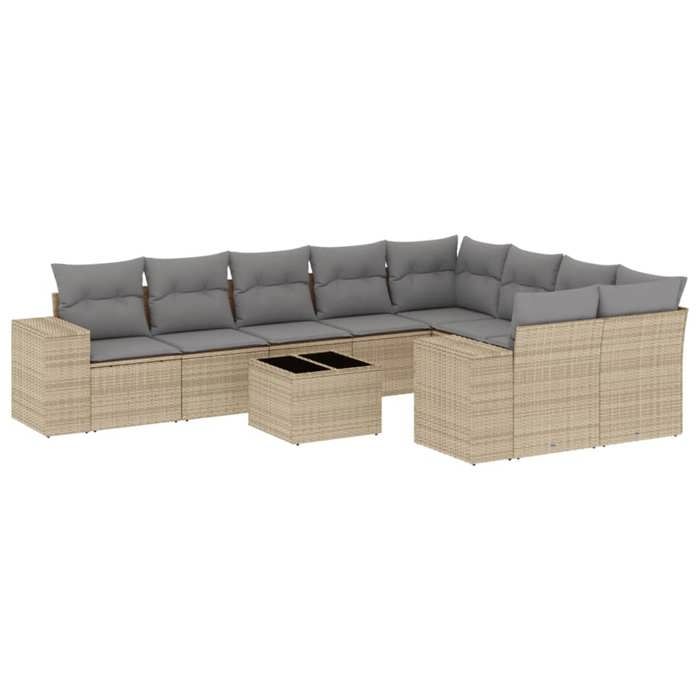 VidaXL Garden Lounge Set with Cushions 10 Pcs, Patio Sofas, Patio Furniture Set, Outdoor Furniture, Beige 3223048