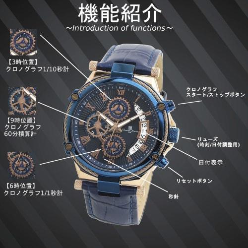 [Salvatore Marra] Watch Chronograph Business Analog Quartz Present Men's Blue with Watch Cross PGBL