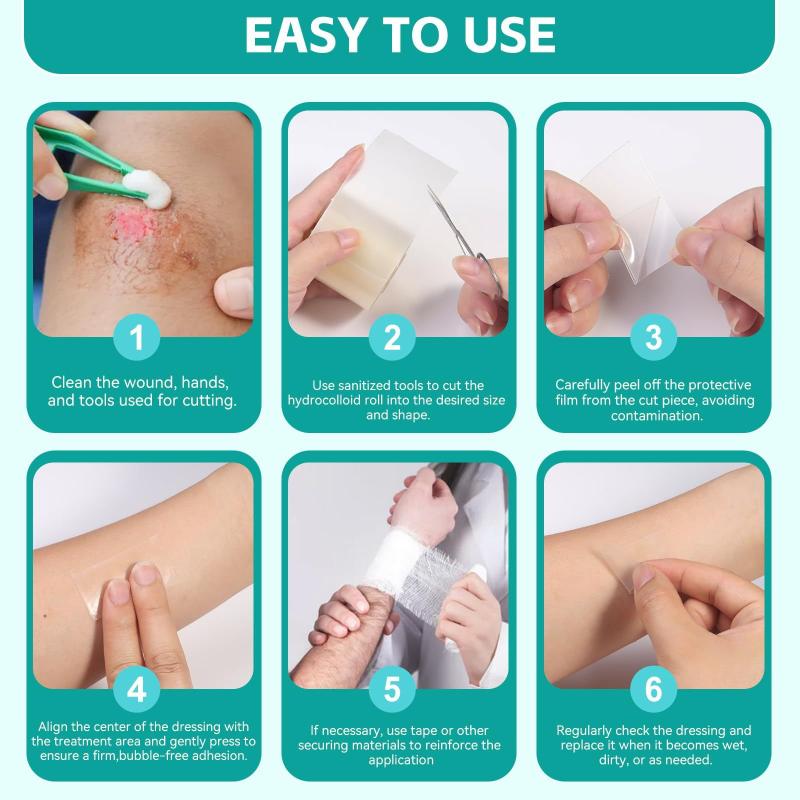 5M Hydrocolloid Roll For Wound Care Hydrocolloid Patch Bandages With Self-Adhesive, Bed Sore Bandages, Highly Absorbent For Burn