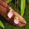 Natural Crystal Stone Irregular Shape Raw Rose Quartz Gold Plated Cap Hanging Ornaments Reiki Healing Gifts